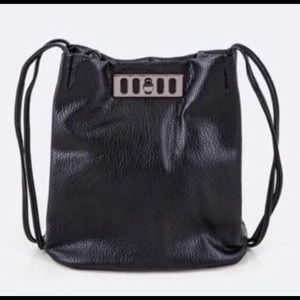 💥CLEARANCE💥Black Vegan Leatherette Bucket Bag